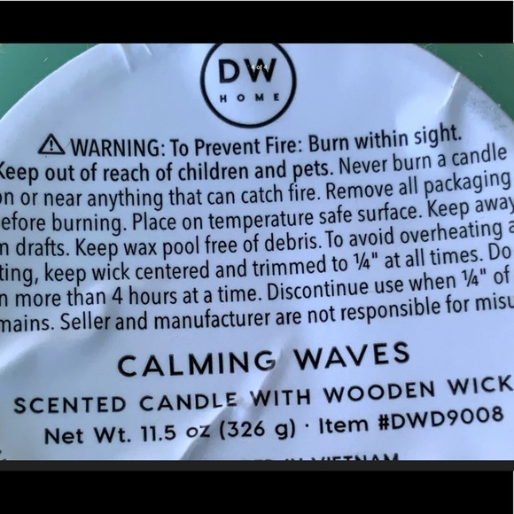 DW Home Accents Dw Home Candle Calming Waves Wood Wick Scented